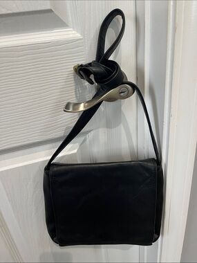 Nine West Black Leather Messenger Bag